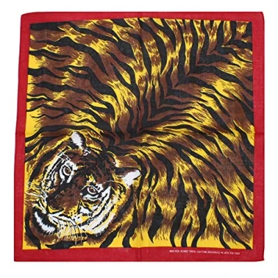 Image of Zac&#039;s Alter Ego Tiger Print Cotton Bandana with Red Border