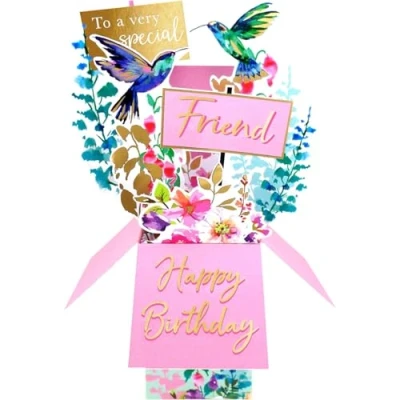 Image of Clever Cube Very Special Friend Fluttering Fun! Birthday Pop Up Greeting Card CU011