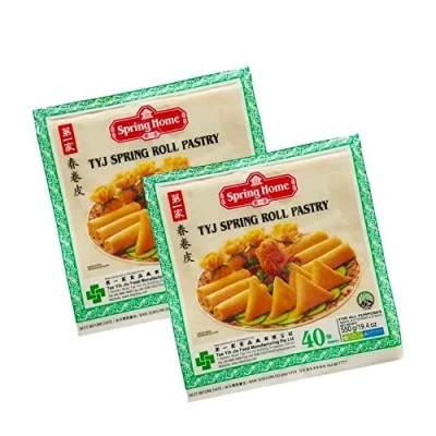Image of veenas TYJ Spring roll Pastry 40 Sheets 550G Frozen Home Wrapper Easy Cook Wrap (Pack of 2)