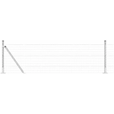 Image of vidaXL Euro Fence with 7 Flanged Posts 0.4x10 m Galvanised Steel