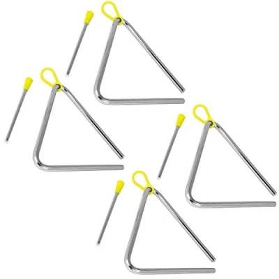 Image of TIGER TRI14 4 MT 20CM (8&quot;) Heavy Duty Steel Triangle Instrument, Complete with Rubberised Handle and Beater, Ideal for Early Development of Rhythm Primary School Use, Pack
