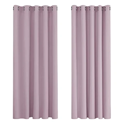 Image of Deconovo Super Soft Thermal Insulated Blackout Curtains Eyelet Bedroom 66 x 72 Inch Pink Lavender 2 Panels