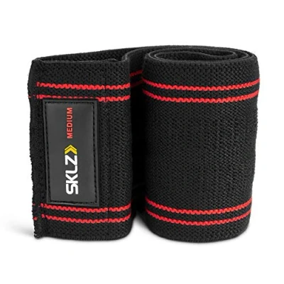 Image of SKLZ Pro Knit Hip Band Fitness, Adjustable Resistance Band, Fitness Equipment for Home Gym, Black/Red, Medium