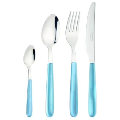 Image of Grunwerg Greenwork 24 Piece Cutlery Set Seersucker Stripe