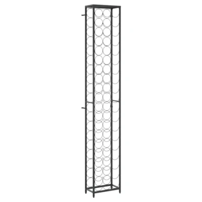 Image of vidaXL Black Wrought Iron Wine Rack 57 Bottle Capacity Shelf Sturdy, Powder Coated Holder for Kitchen/Bar/Wine Cellar