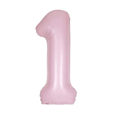 Image of Giant Foil Number 1 Balloon 86 cm Matte Baby Pink