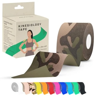 Image of Kinesiology Tape 5m Roll [2024 Edition] Sports and Medical for Joint Muscle Support, Multipurpose KT Tape, Body Boob Physio Trans Athletic Camo