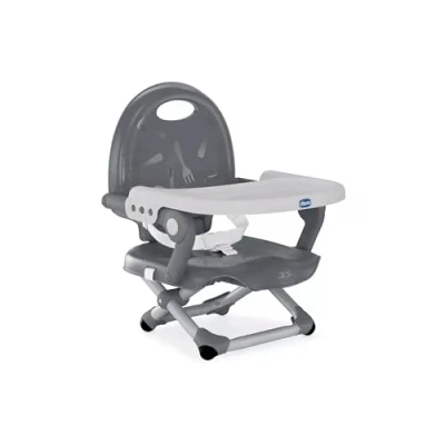 Image of Chicco Pocket Snack Children&#039;s Booster Seat, Dark Grey 6m 3y (15 kg), Portable, Adjustable High Chair, Compact, Removable Tray