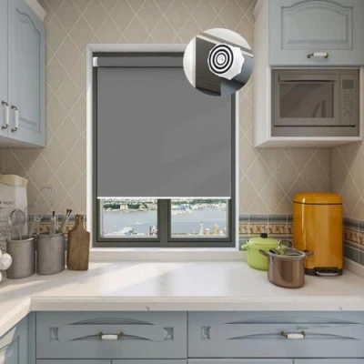 Image of No Drill Blackout Blinds 85 x 80 cm Privacy Protection Easy to Install, Sun Shade Curtain Durable Fittings Fit for Bedroom, Nursery, Light Grey