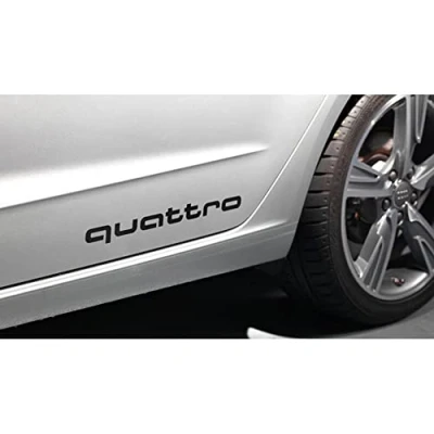 Image of Audi Quattro Lettering Black, 100% Original, Decorative Film for 2 (Right and Left), 4G0064317AY9B, Brilliant Material, by