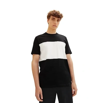 Image of TOM TAILOR Denim Men&#039;s Basic T Shirt with cutline Style, 29999 Black, L