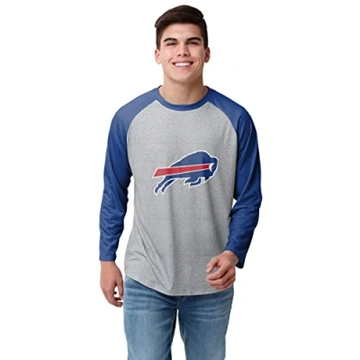 Image of FOCO Buffalo Bills NFL Mens Gray Big Logo Raglan XXL