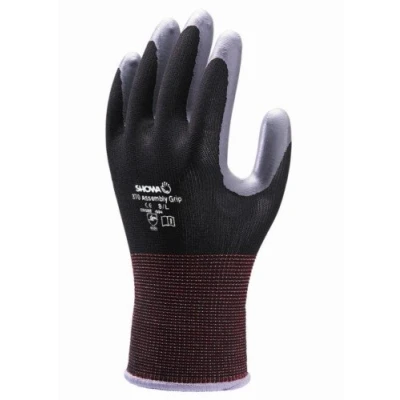 Image of 10 Pairs Showa 370 Black Assembly Grip Gloves Nitrile Coated Palm Size 9 XL