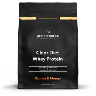 Image of Protein Works Clear Diet Whey Isolate Powder, Refreshing High Drink, 20 Shakes, Orange &amp; Mango, 500g