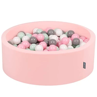 Image of KiddyMoon 90X30cm/300 Balls ∅ 7Cm / 2.75In Baby Foam Ball Pit Made In EU, Pink:White/Grey/Mint/Powder Pink