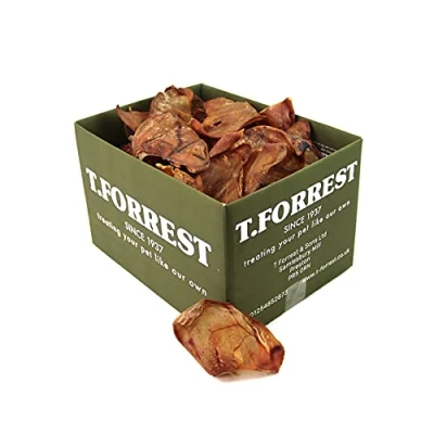 Image of T. Forrest British Dried Whole Pigs Ears x50 For Dogs, 100% Natural Treats, Long Lasting Grain Free Chew