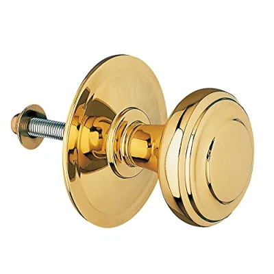 Image of Amig Knob Model 15 Gold Plated Solid Brass with Polished Surface for Exterior Doors Diameter Handles 70 mm Height 77 Includes Screw and Nuts