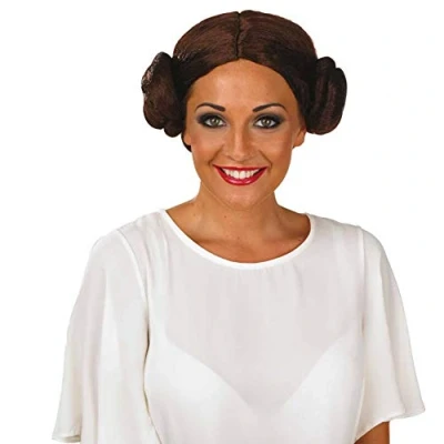 Image of Fun Shack Princess Space Buns Wig, Cosmic Wig with Costume, Brunette Star Bun Costume for Adult