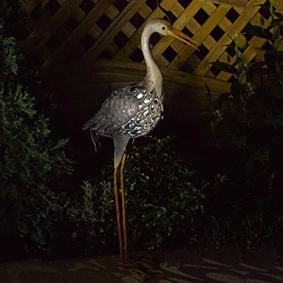 Image of Garden mile® Solar Powered Light Up Peacock With LED Lights Copper Effect Metal Animal Sculptures Stunning Versatile Ornaments Decoration Energy Saving Ornament (Peacock)