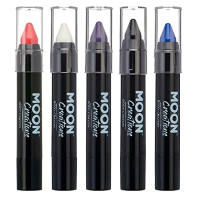 Image of Moon Creations Face Paint Stick Body Crayons Gender Fluid Set 3.2g Sweat Proof &amp; Water Resistant Cruelty Free, Made in UK For Kids, Adults, Fancy Dress, Festivals, Halloween