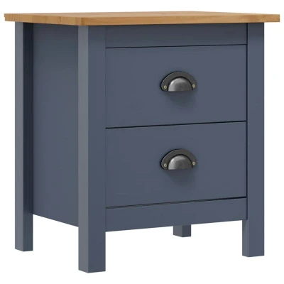Image of vidaXL Solid Pine Wood Bedside Cabinet Hill Range in Grey 46x35x49.5 cm with 2 Drawers, Ideal for Bedroom or Living Room