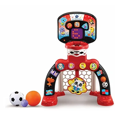 Image of VTech 3 in 1 Sports Centre, Baby Interactive Toy with Colours and Sounds, Educational Games for Kids, Learning Toys Role Play, Suitable Boys Girls from 12 to 36 Months (Red/Black)