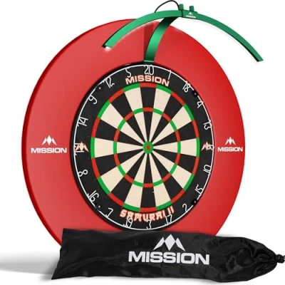 Image of Mission Darts TOR100 Torus 100 Dart Board LED Folding Portable Dartboard Travel Lighting System (Metallic Green)