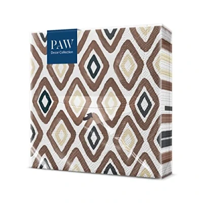 Image of 33 x cm 3 ply napkins, pack of 20 printed with water based colours, tribal pattern brown Perfect for birthdays, name days, garden parties, family gatherings.