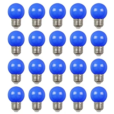 Image of ZFQ 20 Packs E27 Bayonet Colored LED Light Bulbs 2W G45 Golf Ball Mini Globe Bulb Lighting Bulbs,Blue for Outdoor Indoor String Patio Garden Party Christmas, Tree, Fairy Night Lights