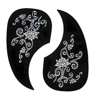 Image of 2Pcs Guitar Pickguard, Self adhensive Comma Shape Pick Guard Sticker Protector for Acoustic (Silver) Accessories