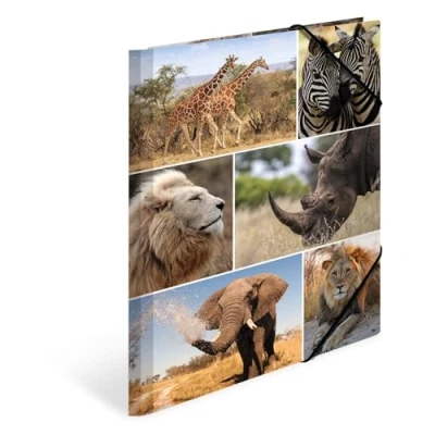 Image of HERMA Elastic Folder Animals with Africa Motif, A4, Sturdy Cardboard, Inner Print, 1 Span