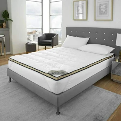 Image of EHD Carbon Fabric Luxury Hotel Quality Super Soft 4cms Thick Microfibre 600GSM Polyester Filled Mattress Toppers (4FT Double Size)