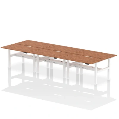 Image of Air B2B 1400x800 Adjustable 6P Bench Desk Scalloped Walnut/White