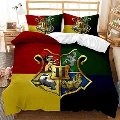 Image of CHAOSE UKB 3 Piece Bedding, 100% Microfiber Harry Potter, School of Magic Bedding Set Soft Duvet Cover and Pillowcase 2 Pieces (Pattern 05,Single(135x200cm))