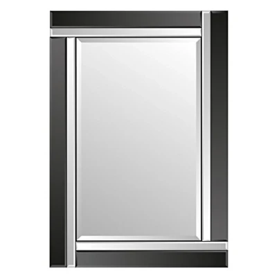 Image of Alison Black Glass Framed Rectangle Bevelled Wall Mirror 48&quot; x 32&quot; Extra Large