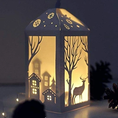 Image of Merry Christmas Cutting Dies for Card Making, YunTrip Deer Tree Lantern Metal Stencil DIY Scrapbooking Album Embossing Photo Crafts Paper Cards Decorative Craft (Deer House)