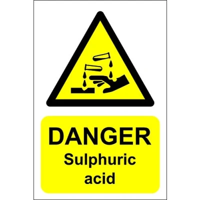 Image of Danger Sulphuric acid Safety sign Self adhesive sticker 150mm x 100mm