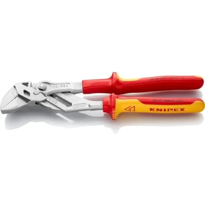 Image of Knipex pliers wrench and a in single tool chrome plated, insulated with multi component grips, VDE tested 250 mm (self service card/blister) 86 06 SB