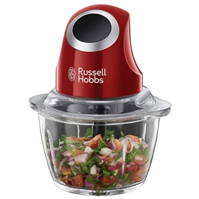 Image of Russell Hobbs Mini electric chopper [glass container including storage lid] Desire Red (500ml, vegetable shredder, mixer, multi &amp; universal shredder for vegetables, fruit meat) 24660 56