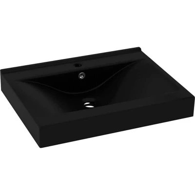 Image of vidaXL Luxury Basin with Faucet Hole Matt Black 60x46 cm Ceramic