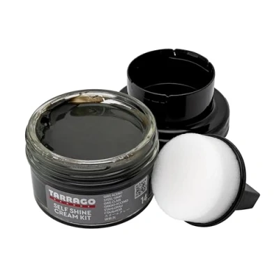 Image of Tarrago Self Shine Cream Kit 50ml Shining Wax Suitable for Leather and Synthetic Brilliant Finish Dye Dyeing Shoes Accessories Shoe Care Color Steel Gray