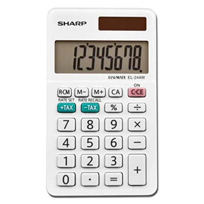 Image of Sharp EL 244WB Business Calculator, White 2.125, 2.38 x 4.06 0.31 inches