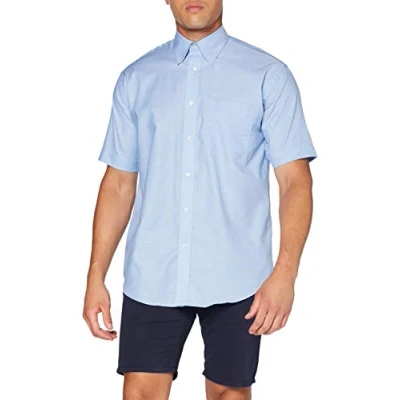 Image of Kustom Kit Men&#039;s Workwear Oxford Shirt (Short Sleeve) Business, Blue (Light Kk LBL ), 19