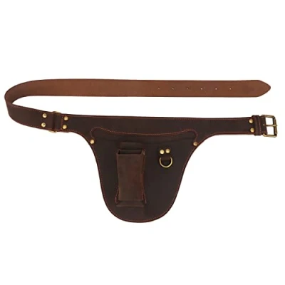 Image of TOURBON Leather Garden Tool Bag Adjustable Waist Work Belt Pouch for Electricians Carpenters