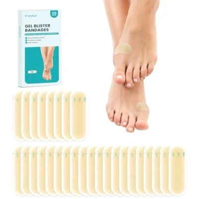 Image of 28 Pieces Blister Plasters Invisible Hydrocolloid Gel Bandages for Heel, Foot, and Toe Waterproof Cushion Pads Skin Protection Fast Healing（Bunion Pack）