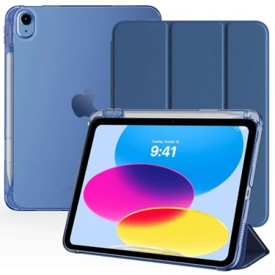 Image of TiMOVO Case for iPad A16 11th Generation 2025 11 Inch/iPad 10th 2022 10.9 Inch with Pencil Holder, Slim Stand Cover Translucent Back, Support Touch ID, Auto Wake/Sleep, Abyss Blue