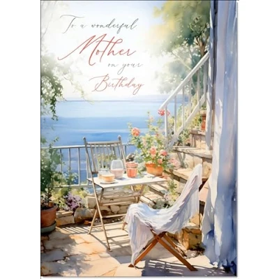 Image of doodlecards Mother Birthday Card Amalfi Coast Medium Size with Plain Envelope