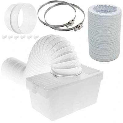 Image of SPARES2GO Condenser Vent Box &amp; Extra Long Hose Kit compatible with Indesit Tumble Dryers (7 Metres)