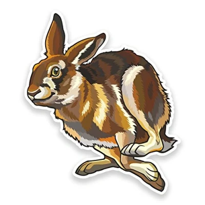 Image of 2 x 10cm Happy Hare Sticker Car Bike Laptop Helmet Rabbit Animal Wild Fun #9174 (8.5cm Wide Tall)