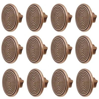 Image of Decoranddecor Mira Spiral Round Cupboard Knob Handle 40mm Diameter Zinc Alloy (Antique Copper, 12 Pack)